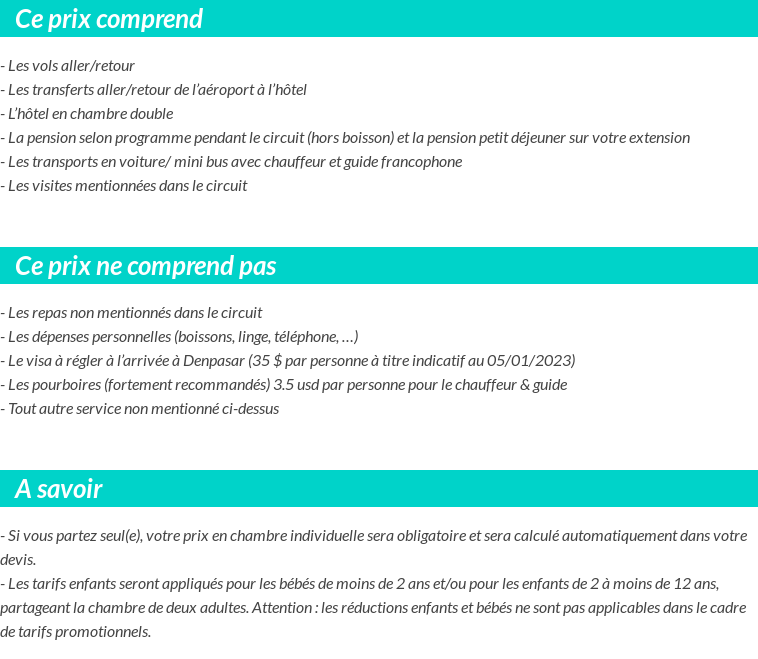 Conditions tarifaires