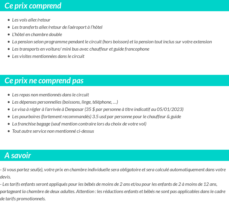 Conditions tarifaires