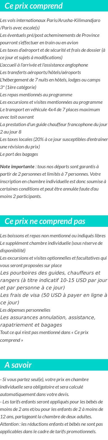 Conditions tarifaires