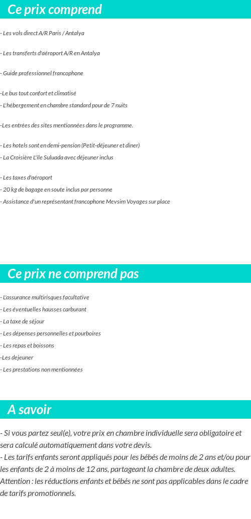 Conditions tarifaires