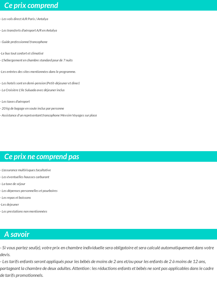 Conditions tarifaires