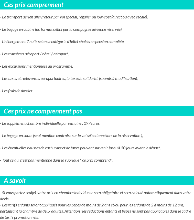 Conditions tarifaires