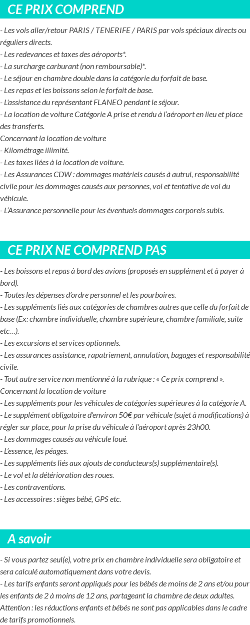 Conditions tarifaires