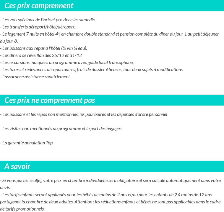 Conditions tarifaires