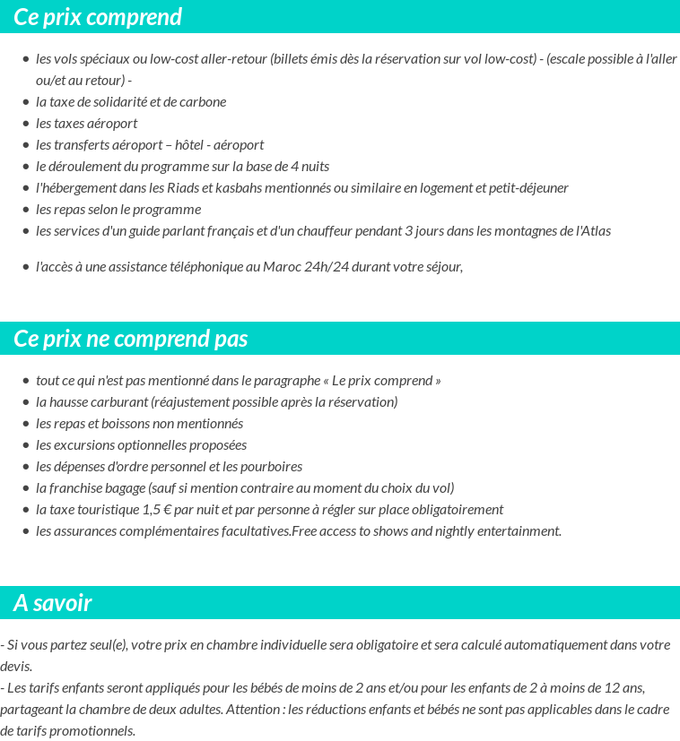 Conditions tarifaires