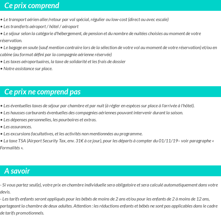 Conditions tarifaires