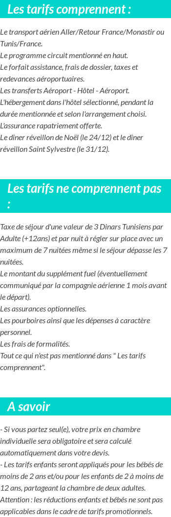 Conditions tarifaires