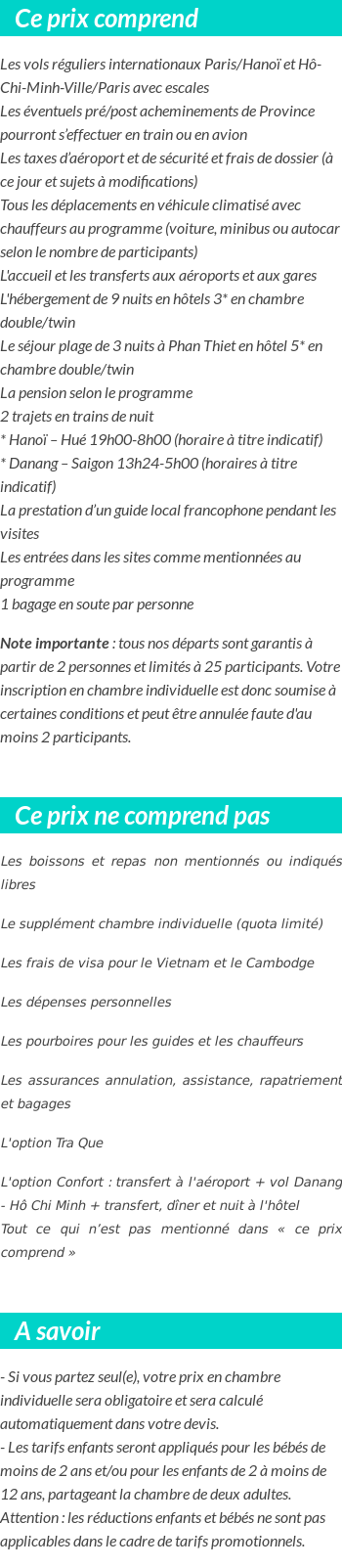 Conditions tarifaires