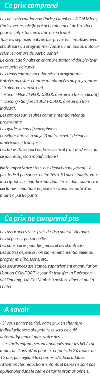 Conditions tarifaires