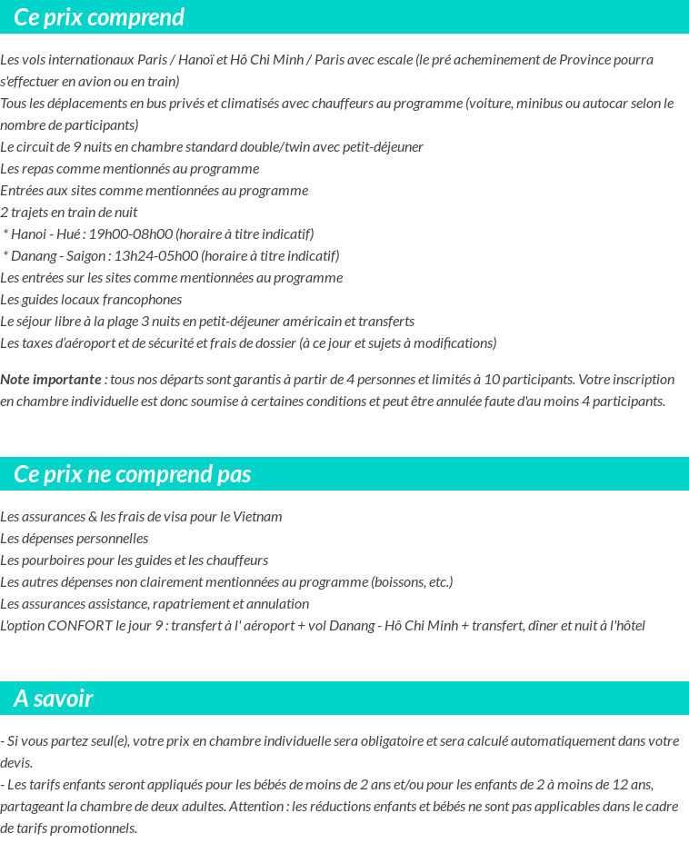 Conditions tarifaires