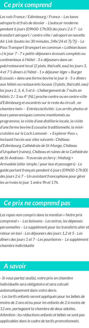 Conditions tarifaires