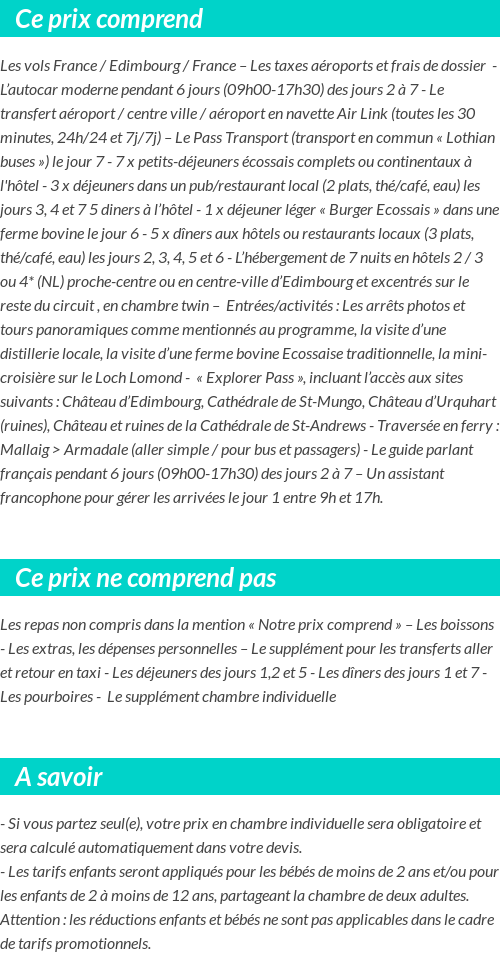 Conditions tarifaires