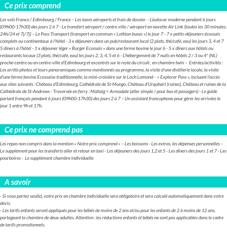 Conditions tarifaires
