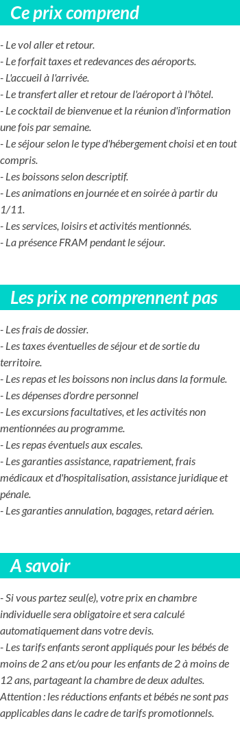 Conditions tarifaires