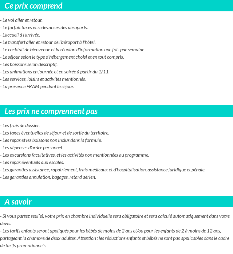 Conditions tarifaires