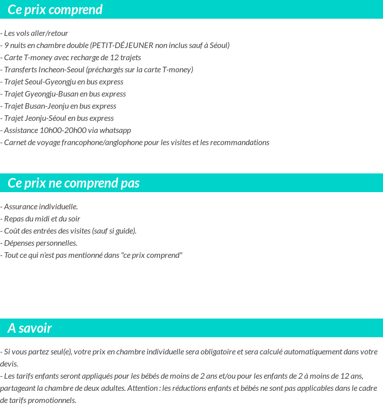 Conditions tarifaires