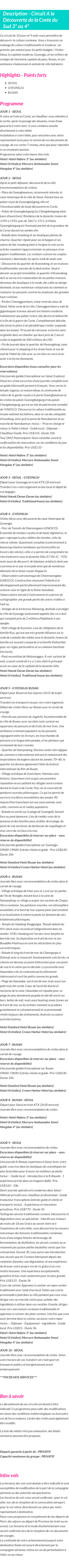 Détails du séjour