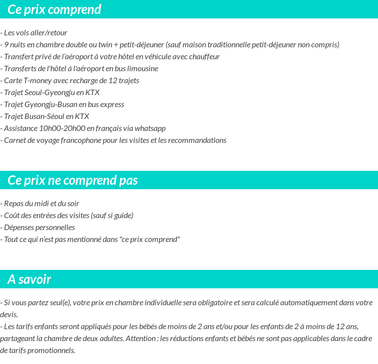 Conditions tarifaires