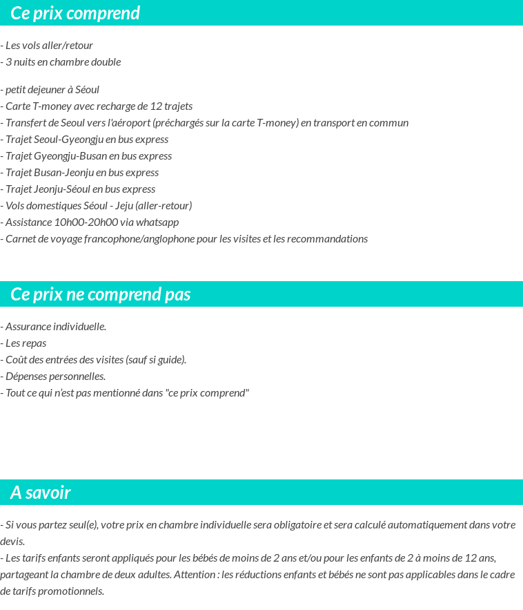 Conditions tarifaires