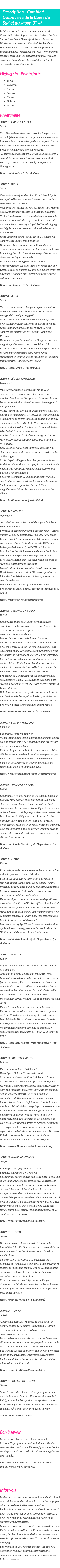 Détails du séjour