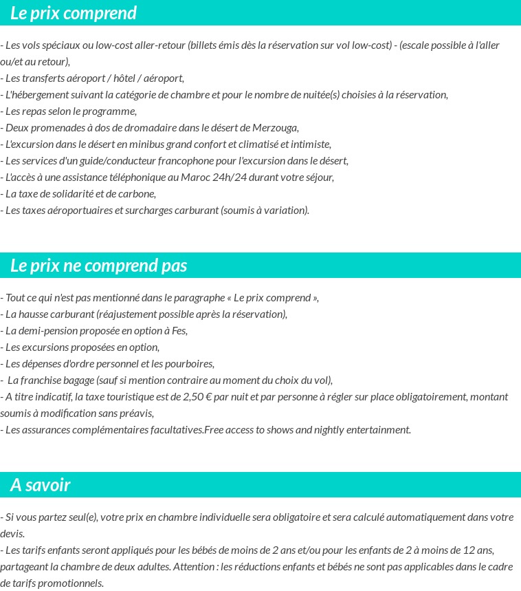 Conditions tarifaires