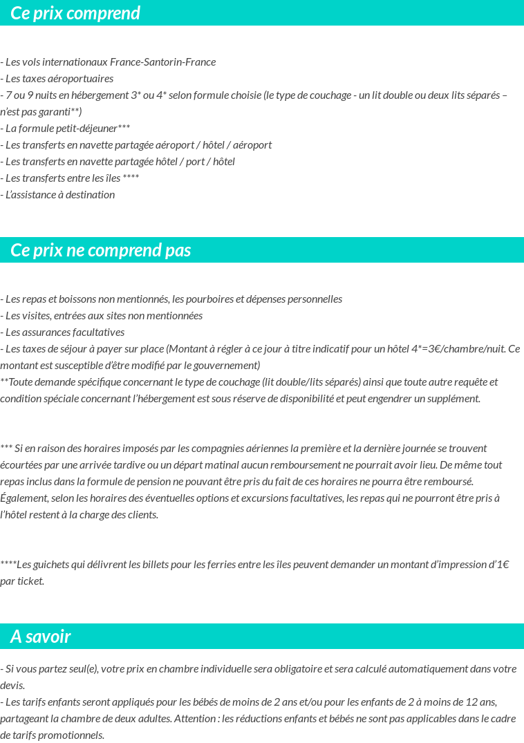 Conditions tarifaires