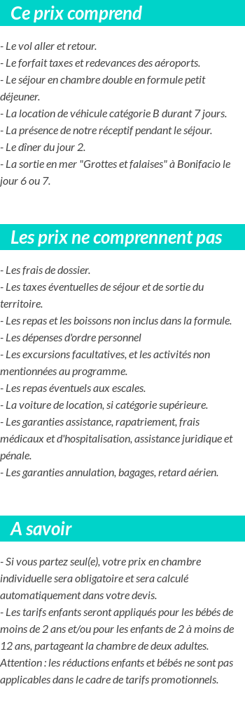 Conditions tarifaires