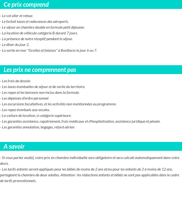 Conditions tarifaires