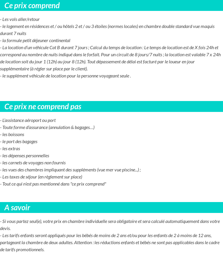 Conditions tarifaires