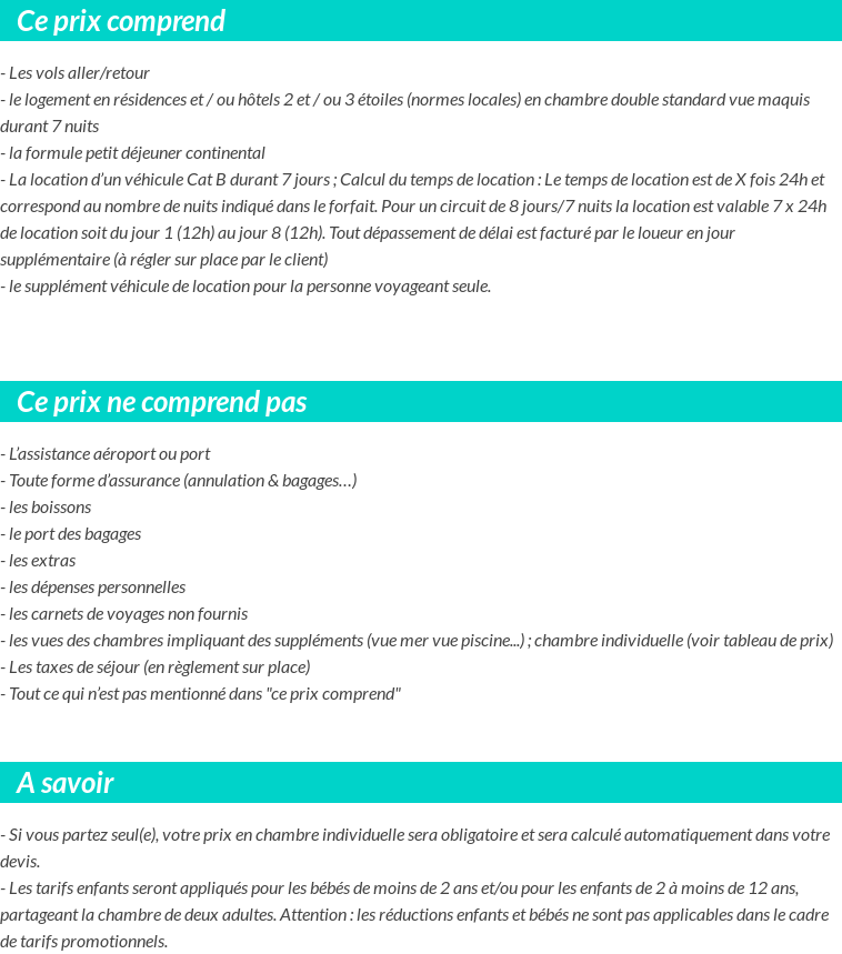 Conditions tarifaires