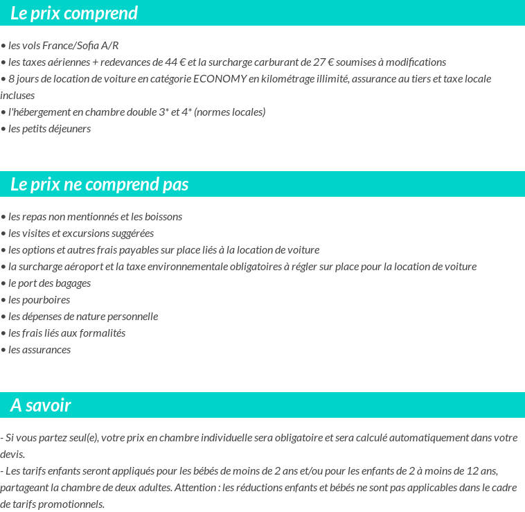 Conditions tarifaires