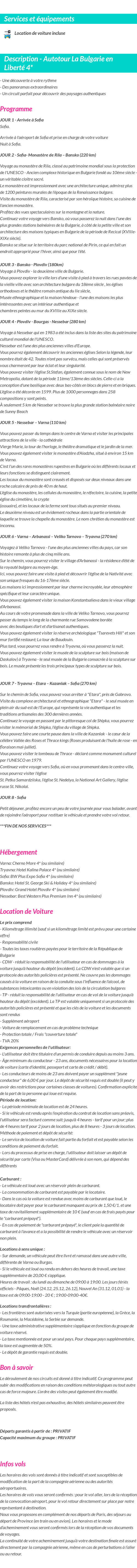 Détails du séjour