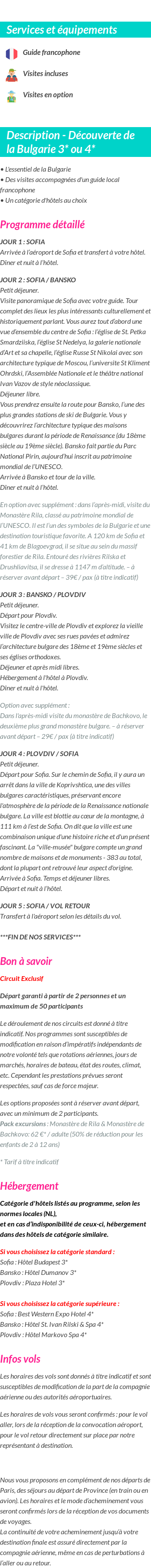 Détails du séjour