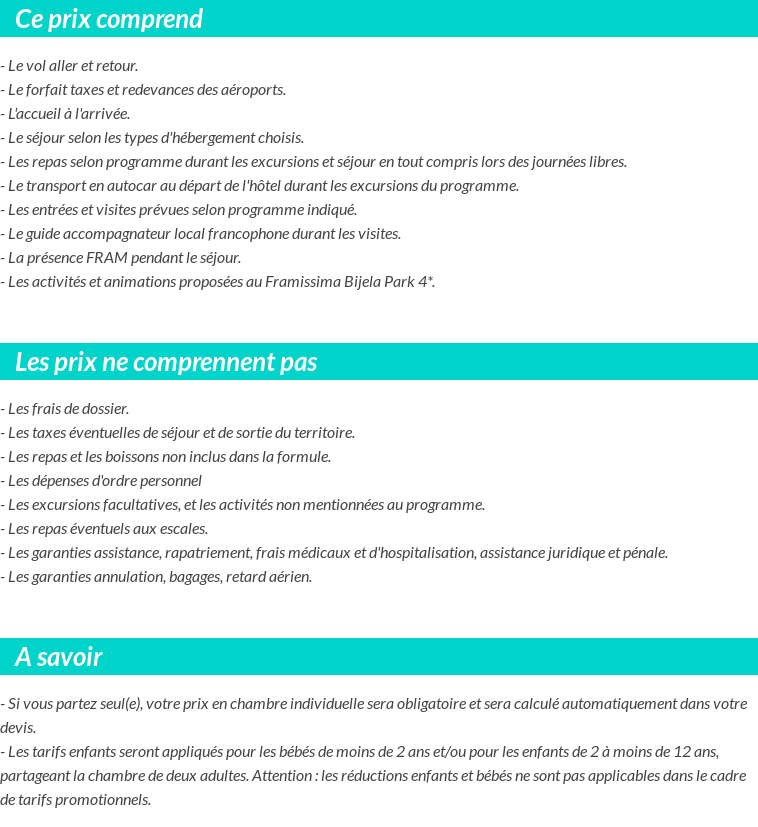 Conditions tarifaires