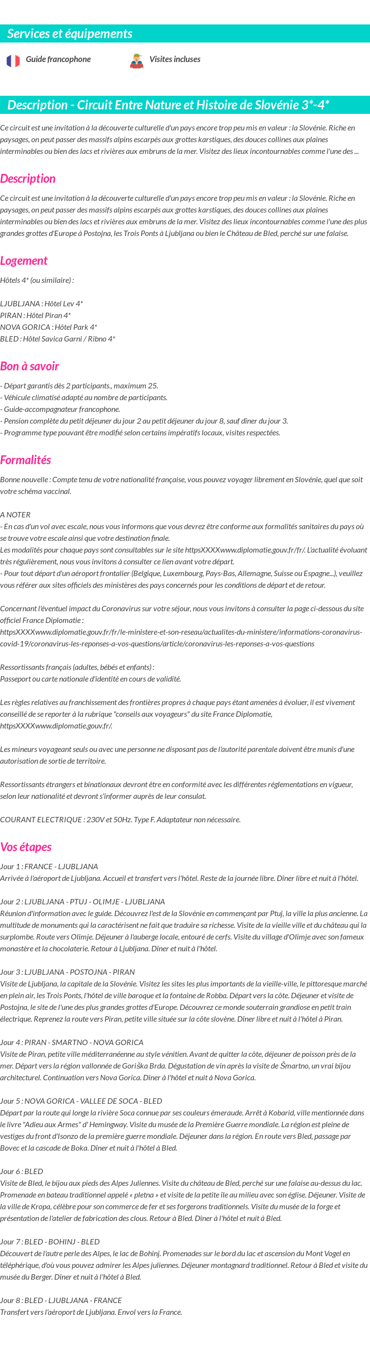 Détails du séjour