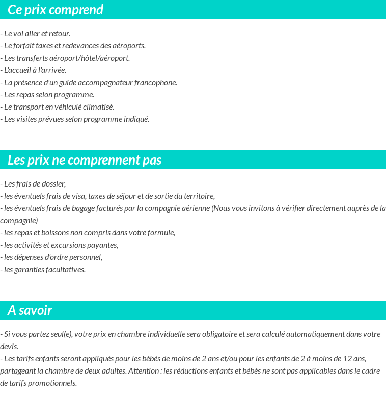 Conditions tarifaires