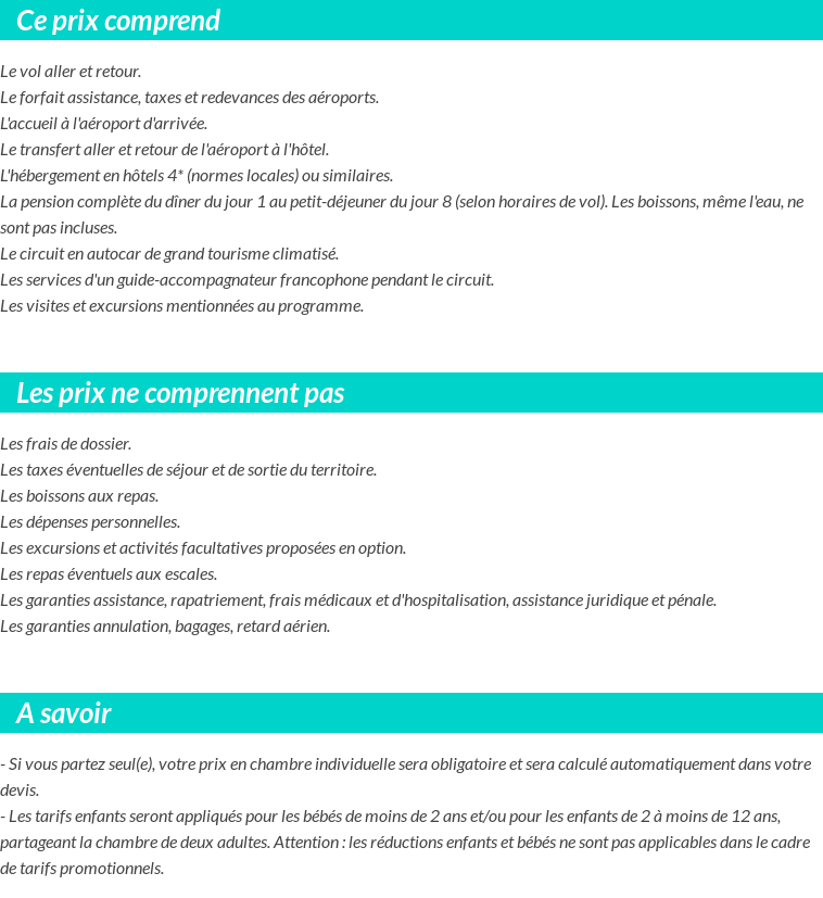 Conditions tarifaires