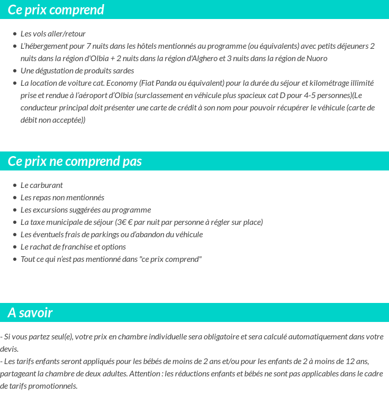 Conditions tarifaires