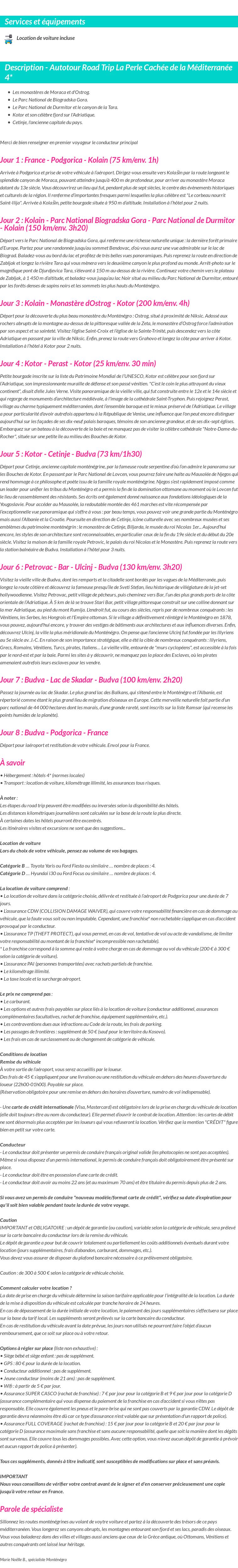 Détails du séjour
