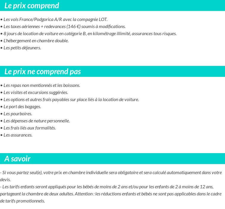 Conditions tarifaires