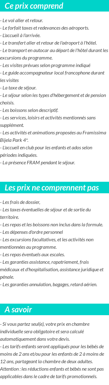 Conditions tarifaires
