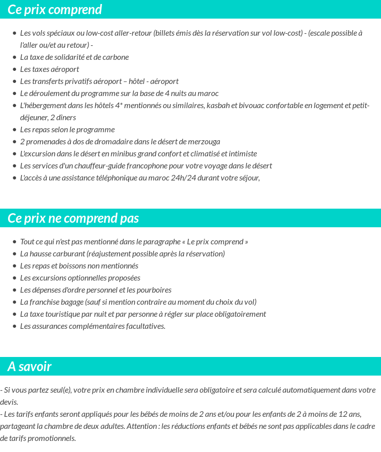 Conditions tarifaires