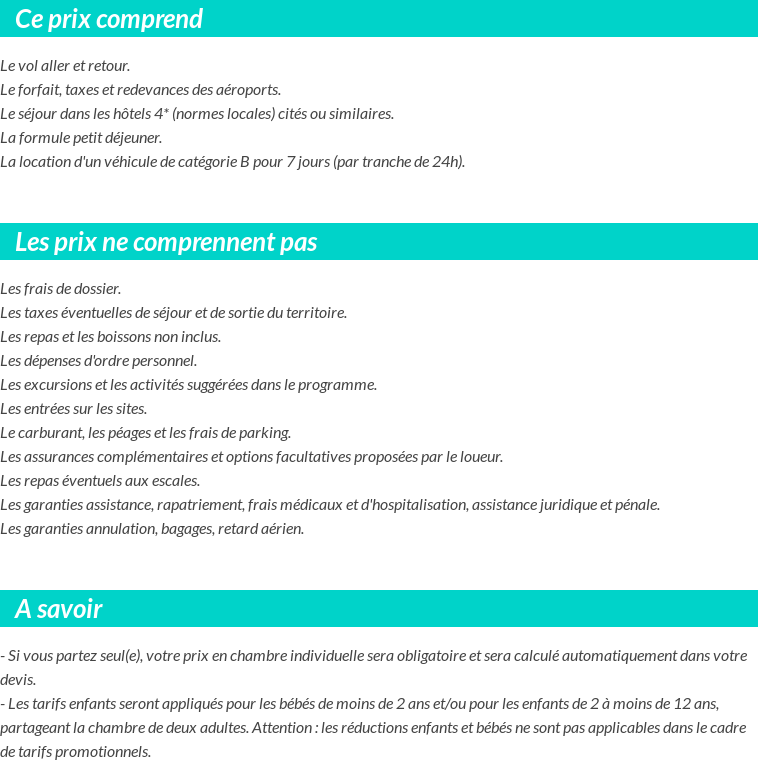 Conditions tarifaires