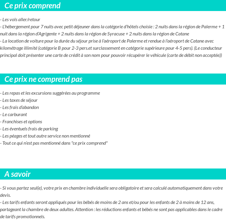 Conditions tarifaires