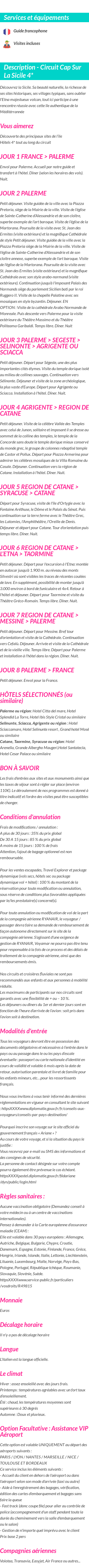 Détails du séjour
