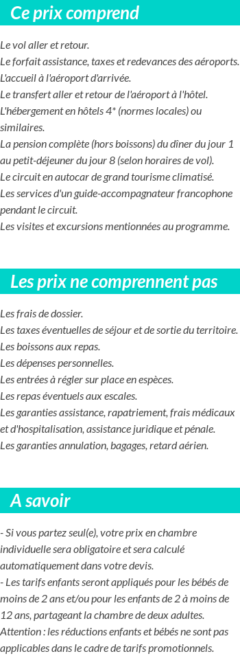 Conditions tarifaires