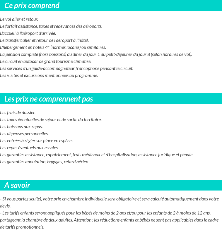 Conditions tarifaires