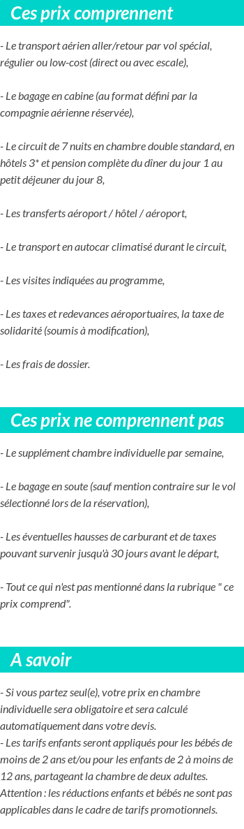 Conditions tarifaires