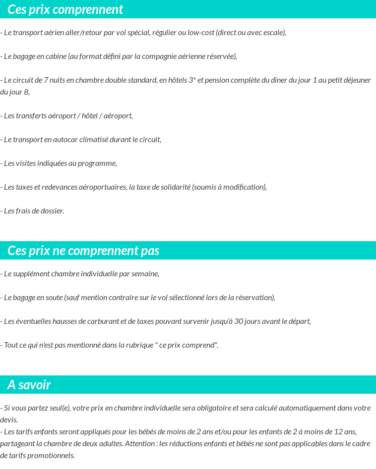 Conditions tarifaires