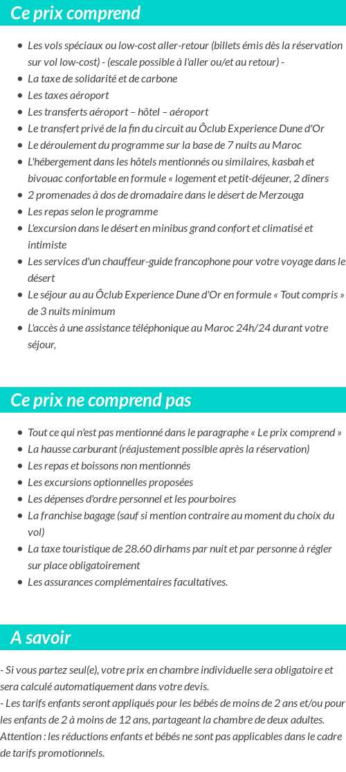 Conditions tarifaires